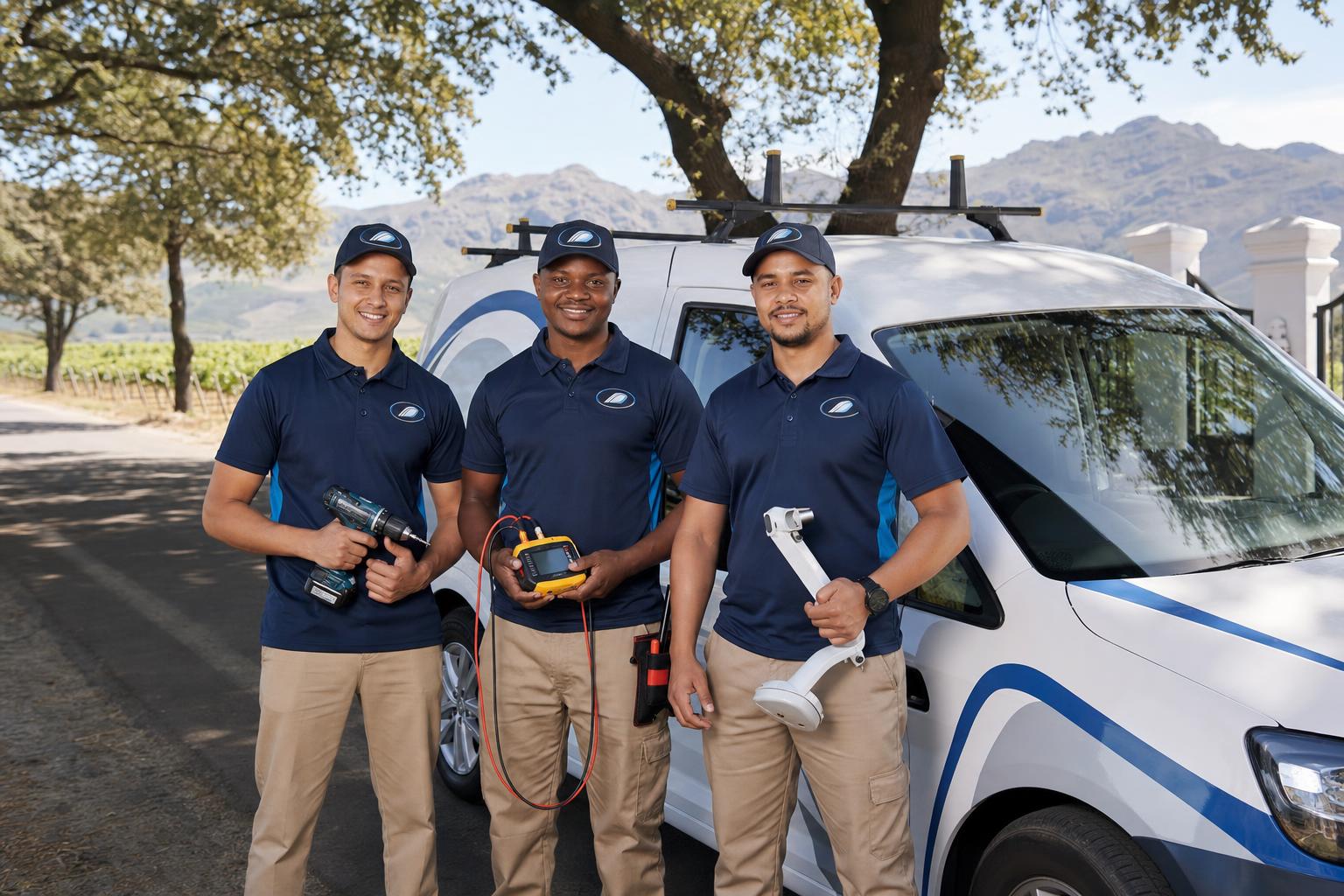 DSTV Franschhoek installation team on a job