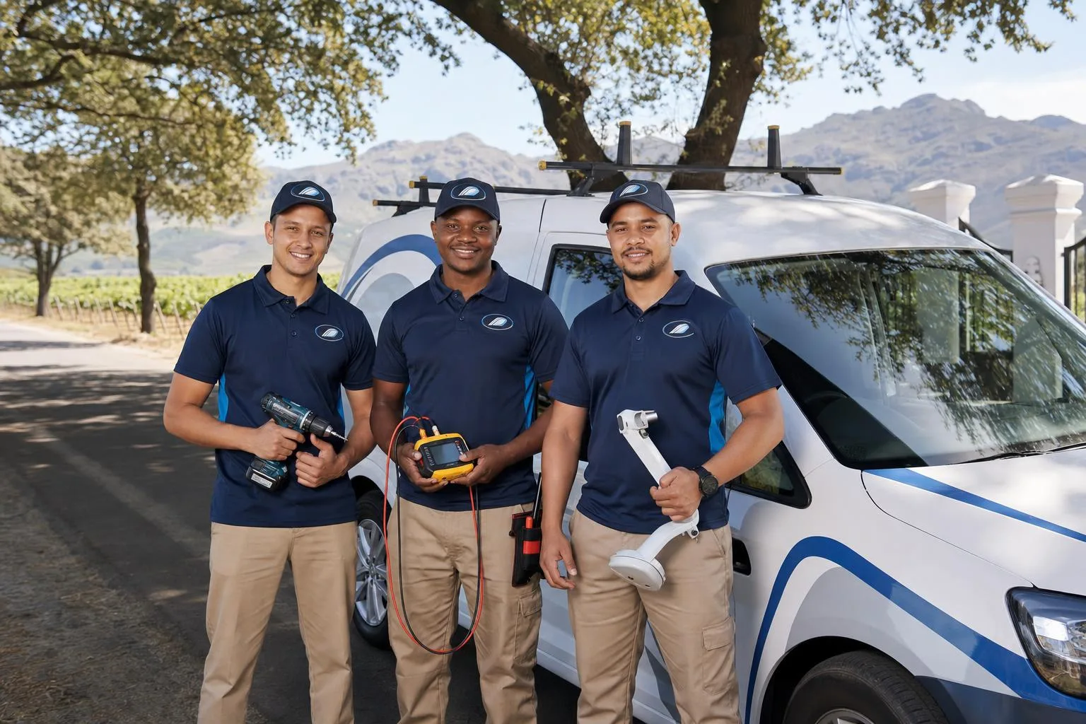 DSTV Franschhoek installation team on a job