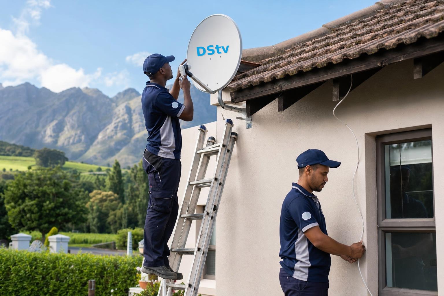 DSTV Franschhoek installation team on a residential job